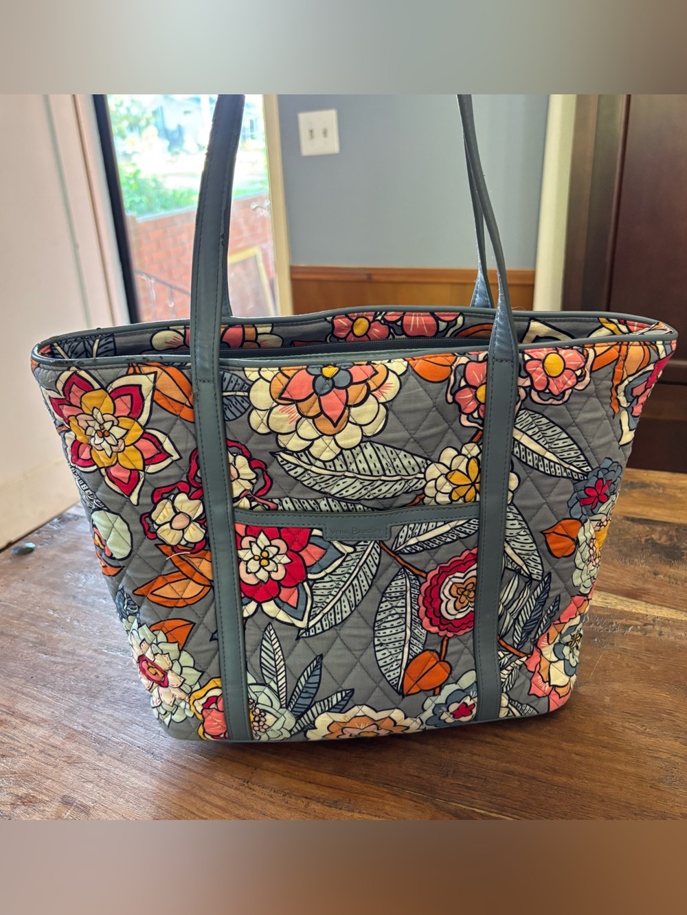 Vera Bradley Tropical Evening Quilted Floral Tote with Multicolor Flowers